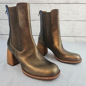 Kork-Ease Arline Size 8 Bronze Chelsea Zip Back Boot Chunky Heel NWOT NWOB